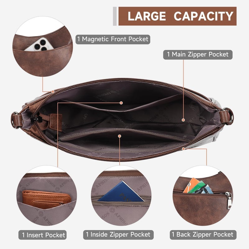APHISON Trendy Leather Crossbody Purse with Adjustable Strap, Women's Shoulder Handbag - Image 3